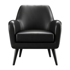 Fototapeta premium Black modern armchair isolated on white, transparent background, PNG, generative ai
