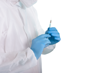 Doctor with syringe is ready to administer the vaccine against covid 19