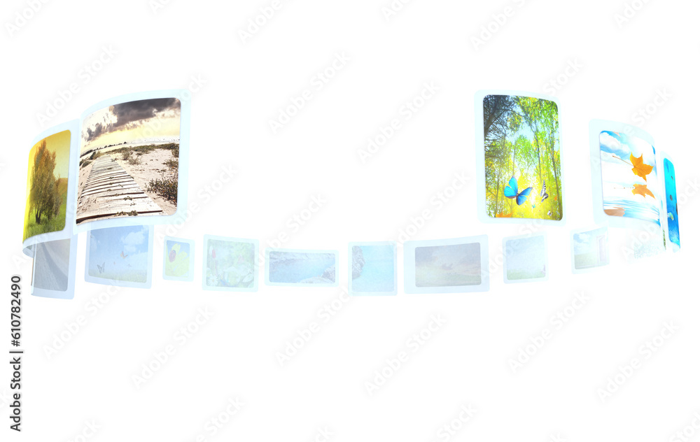 Poster isolated 3d rendering of futuristic multi screen vision