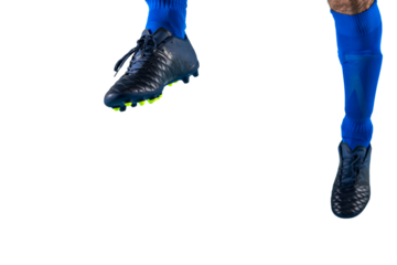 Isolated football  player plays with soccerball in a match