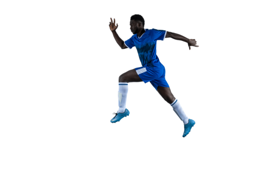 Isolated football  player plays with soccerball in a match