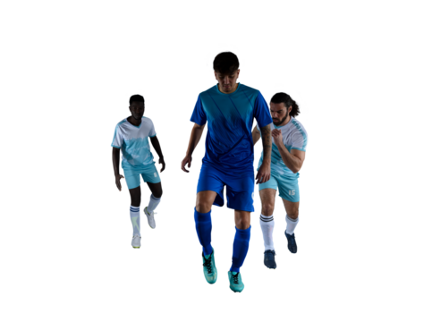 Isolated football  player plays with soccerball in a match