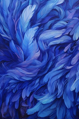 Fototapeta premium The painting has abstract blue and white flowing forms. AI generative