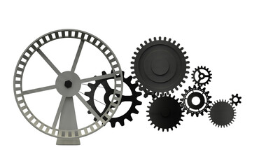 Isolated mechanical gear part of a mechanism