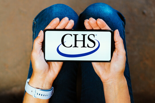 June 7, 2023, Brazil. In this photo illustration, the CHS Inc. logo is displayed on a smartphone screen.