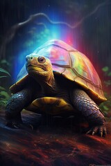 Turtle in the sea. AI generated art illustration.