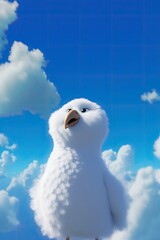 Seagull on blue sky. AI generated art illustration.