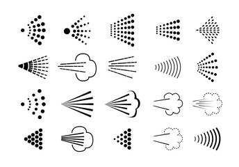 Fototapeta premium Spray icons set. Spray steam icons. cleanning deodorant sprayed line.Vector