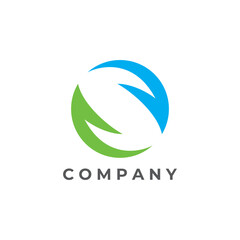 Abstract hands round earth care eco logo design