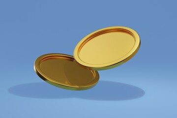 3D Rendered Gold Coins on Sky Blue Background