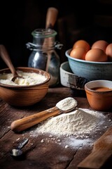 Fototapeta premium Still life with bread. AI generated art illustration.