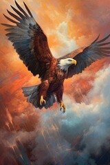 Fototapeta premium Eagle in flight. AI generated art illustration.