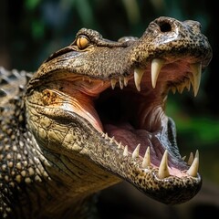 Fototapeta premium close up of a crocodile - generative AI