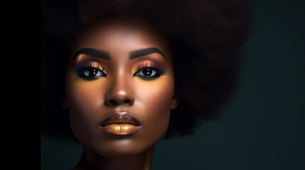 Pretty afro-amercian model posing closeup. Generative AI