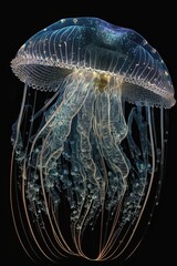 Jellyfish in the sea. AI generated art illustration.