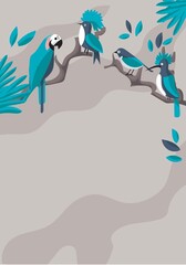 Birds on the tree, Carton illustration background cover book 