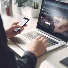Fototapeta premium Revolutionizing Online Retail: Explore Endless Opportunities on a Modernized E-commerce Platform with a Comprehensive Internet Market and Digital Store Shopping Concept Generative AI
