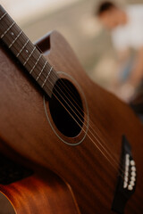 Fototapeta premium acoustic guitar close up