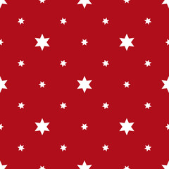 Fototapeta na wymiar Seamless pattern of white stars on a red background