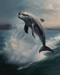 dolphin jumping out of water - generative ai