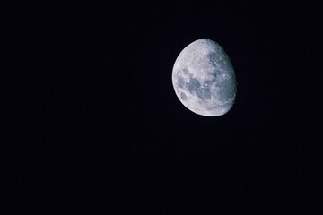 moon in the dark black night sky