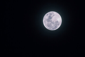 Fototapeta na wymiar full moon in the dark black night sky