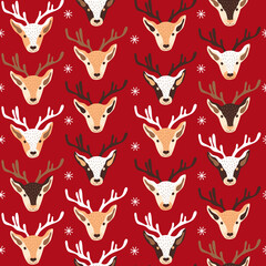 Fototapeta premium Seamless Christmas pattern with deer. Vector