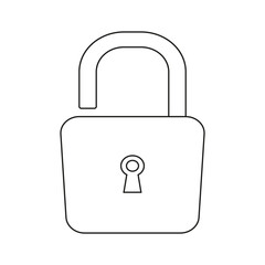 The silhouette of a padlock, good protection for the house on a white background.