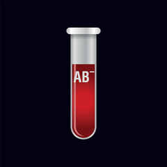 Group blood in test tube flat design. Blood test graphic vector illustration