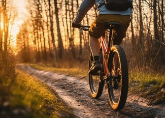 Naklejka premium person riding a mtb - generative AI
