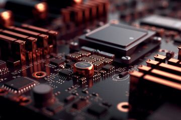 Fototapeta na wymiar Closeup of CPU on circuit board