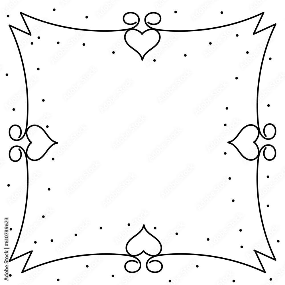 Poster hand drawn square frame in doodle style. decorative linear frame with place for text. vector illustr