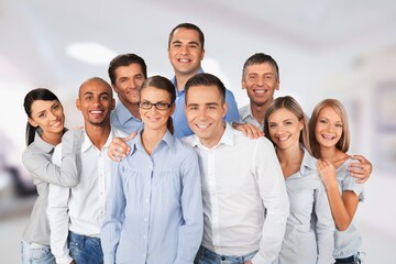 Fototapeta premium Group of smart young businesspeople in an office.