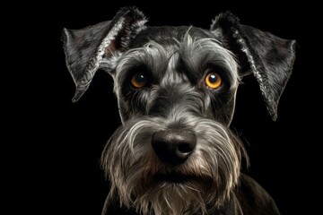 Studio portrait of a dog breed Schnauzer. AI generated, human enhanced