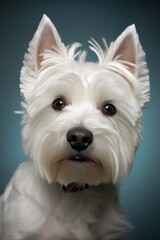 Studio portrait of a dog breed West Highland White Terrier. AI generated, human enhanced