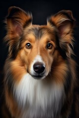Studio portrait of a dog breed Shetland Sheepdog. AI generated, human enhanced
