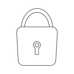 The silhouette of a padlock, good protection for the house on a white background.