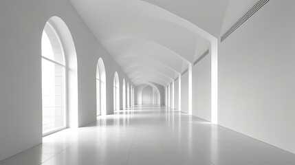 Building Construction, Abstract Architecture Background, Corridor in the Modern Building, Empty Space (Empty Wall in Bright Room), Generative AI