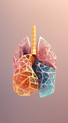 Human lung anatomy pastel colored abstract model .lung health concept, vertical, pink background,