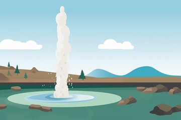 The illustration of geysir in iceland, AI contents by Midjourney