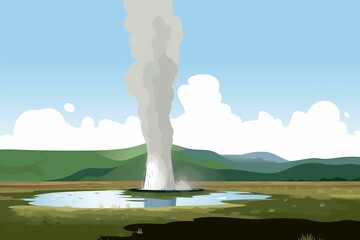 The illustration of geysir in iceland, AI contents by Midjourney
