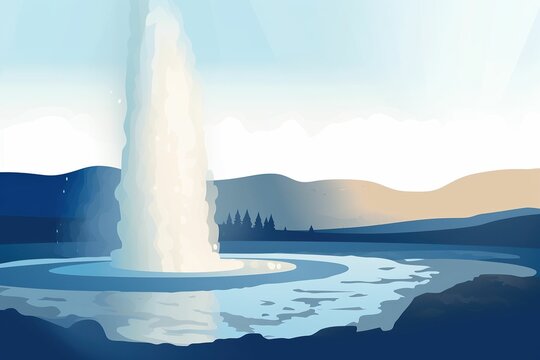 The illustration of geysir in iceland, AI contents by Midjourney