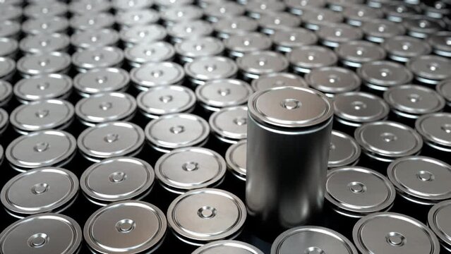 Electric Vehicle Battery Manufacturing: Cg Render of modern EV Battery Pack manufacturing, Lithium-Ion Supply, Clean Energy Storage, Solid State battery, 4680,
4K Animation