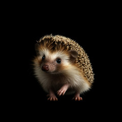 hedgehog on black background