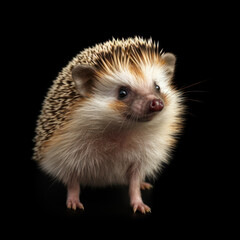 hedgehog on black background