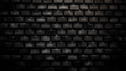 Abstract Black brick wall texture for pattern background. wide panorama picture. Created with Generative AI technology.