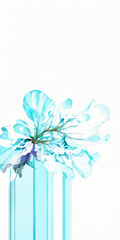 AIで生成した青い草花と帯をモチーフにしたイラスト　ジェネレーティブ Generative AI