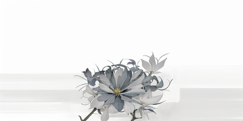 AIで生成した青灰色をした満開の花のイラスト　ジェネレーティブ Generative AI