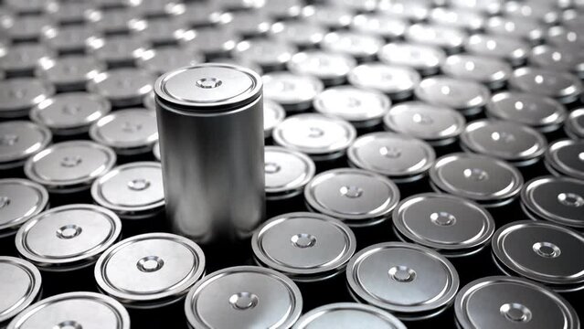 Electric Vehicle Battery Manufacturing: Cg Render of modern EV Battery Pack manufacturing, Lithium-Ion Supply, Clean Energy Storage, Solid State battery, 4680,
4K Animation