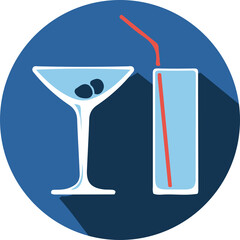 Blue web icons set drinks bar 